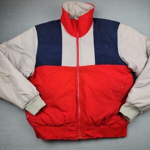 Vintage Chalet Jacket Mens XL Red Blue Ski Bomber Nylon Colorblock Retro 80s